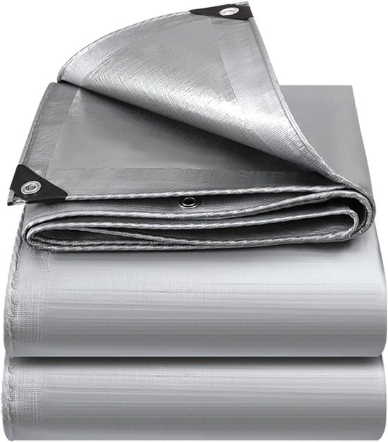 Waterdicht Tarp - Zeil met Oogjes - Bescherming Buiten - Versterkte Oogjes - 2 x 2 m - Zilver