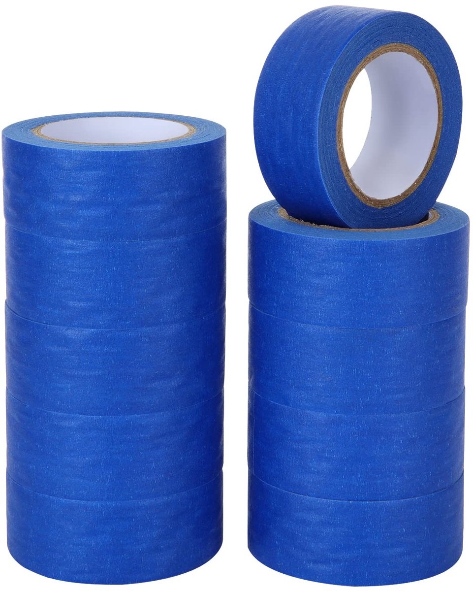 Dailygoods- Maskingtape 10 Rollen - Blauw - 24mm x 12m - Plakband voor Schilderen - Oppervlaktebescherming - Eenvoudig te Verwijderen - Verf Tape