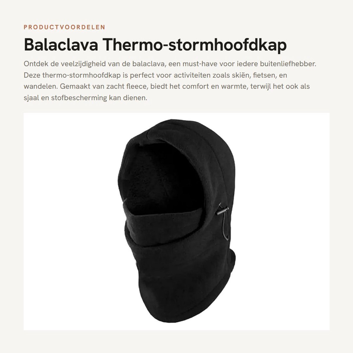 Dailygoods- Bivakmuts Thermo - Hoofdkap/Fleece Nekwarmer - Multifunctioneel - Outdoor/Ski - Warmte/Comfort - Ideaal voor Koude Activiteiten - Sjaal