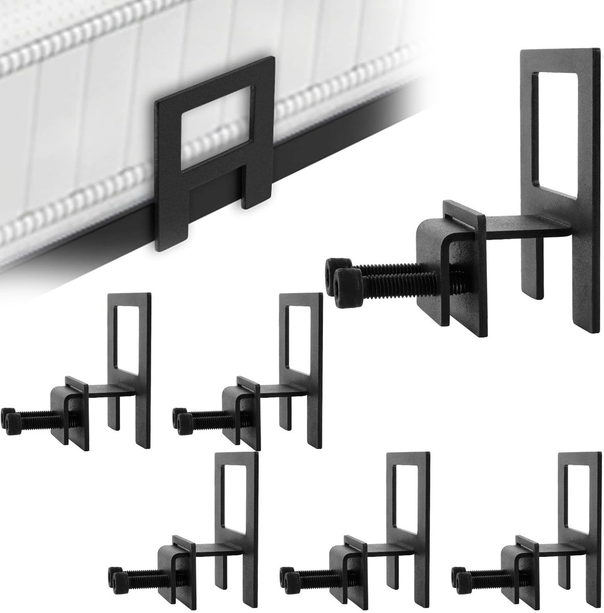 Dailygoods- Matrashouders Antislip - Matrashouder voor Bedframe - Metalen Matrashouder - 6 Stuks - Verstelbaar - Afmetingen 35x75x80 mm - Matrasstopper