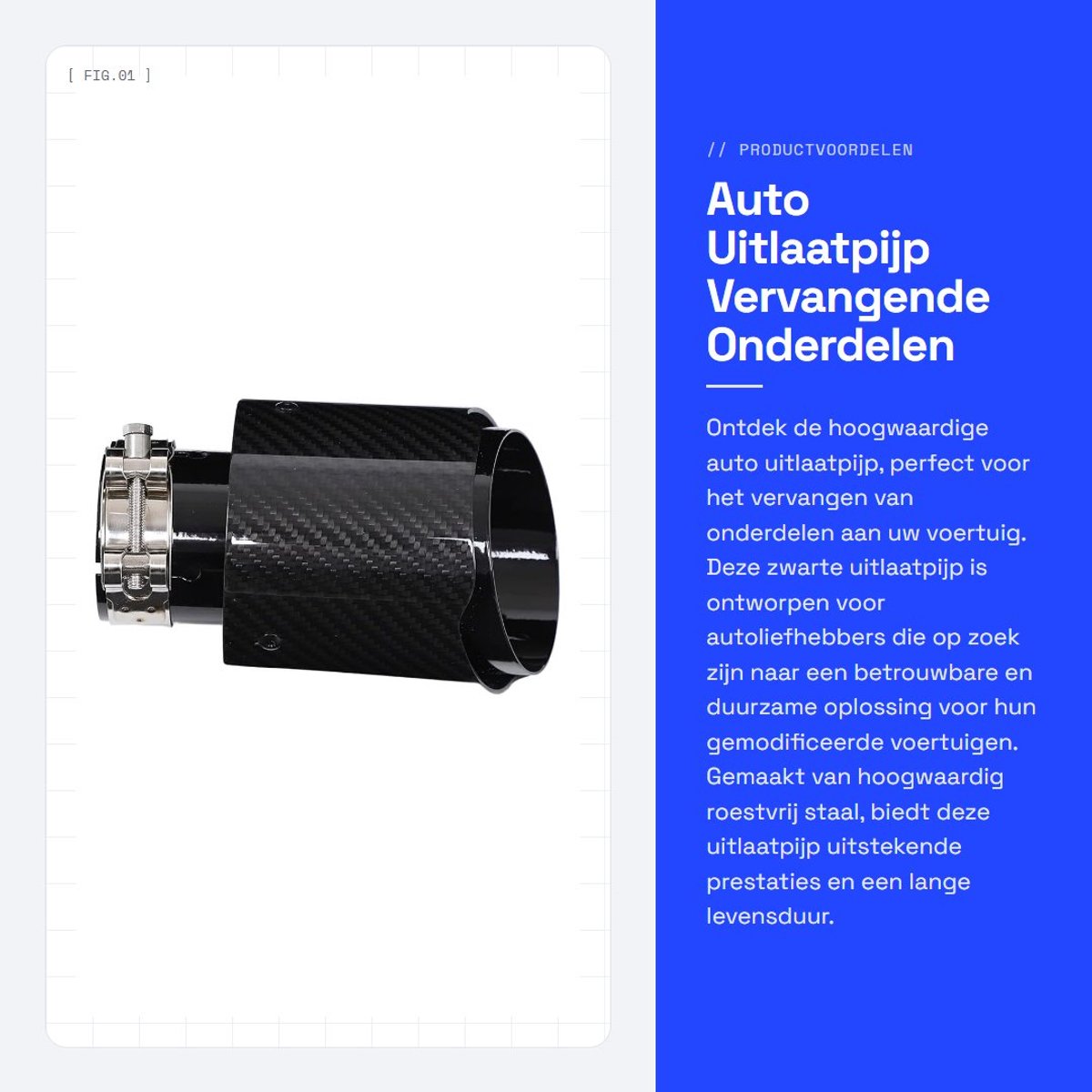 Dailygoods- Uitlaatpijp Hoogwaardig Roestvrij Staal - Uitlaatpijp 101mm - Lichtgewicht - Schokbestendig - Eenvoudig te Installeren - Uitstekende Prestaties - Uitlaat
