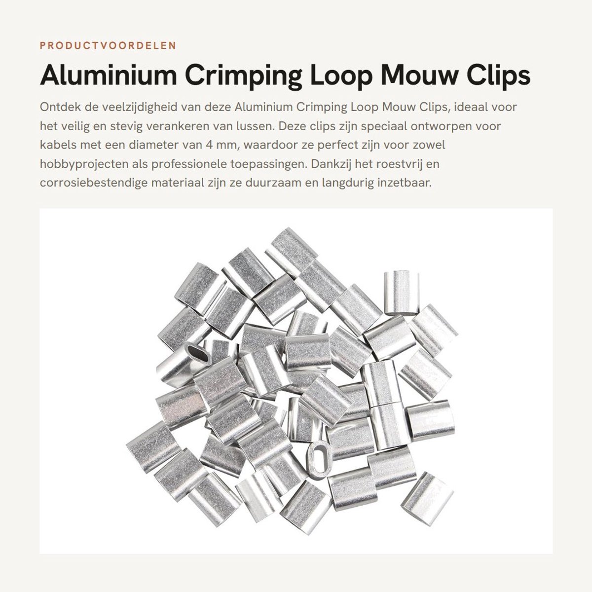 Dailygoods- Crimping Mouw 50 Stuks - Aluminium Kabelverbinders - Ovaal Vorm - Geschikt voor 4 mm Staaldraad - Roestvrij en Duurzaam - Corrosiebestendig - Kabelverbinder