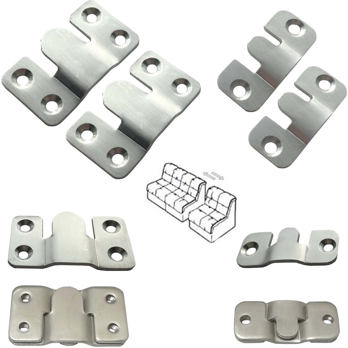 Dailygoods- Meubelverbinder Set van 2 - Roestvrij Staal - Maat 45 x 20 mm - Eenvoudige Montage - Sterke Belastbaarheid - Hoogwaardige Look - Bankconnector