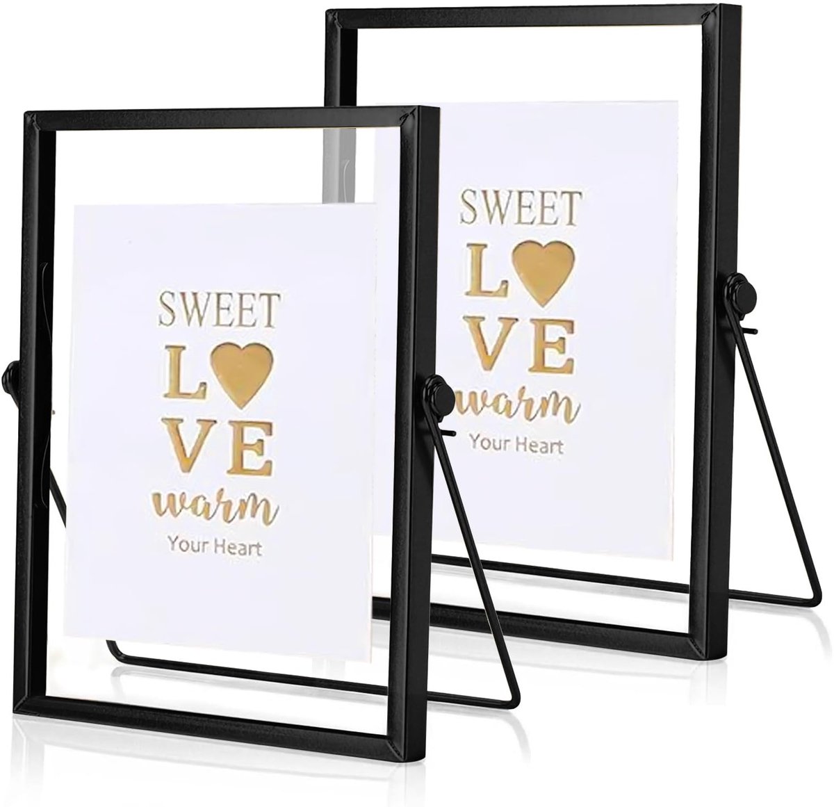 Dailygoods- Fotolijst A5 - Dubbele Fotolijst - 15 x 20 cm - Glazen/Metaal - Staande Fotolijsten - Hoogwaardige Kwaliteit - Duurzaam - Fotoframe