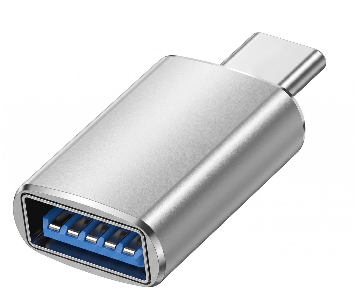 Blue Star, OTG USB-C Mannelijk naar USB 3.0 Vrouwelijk Adapter, Zilver