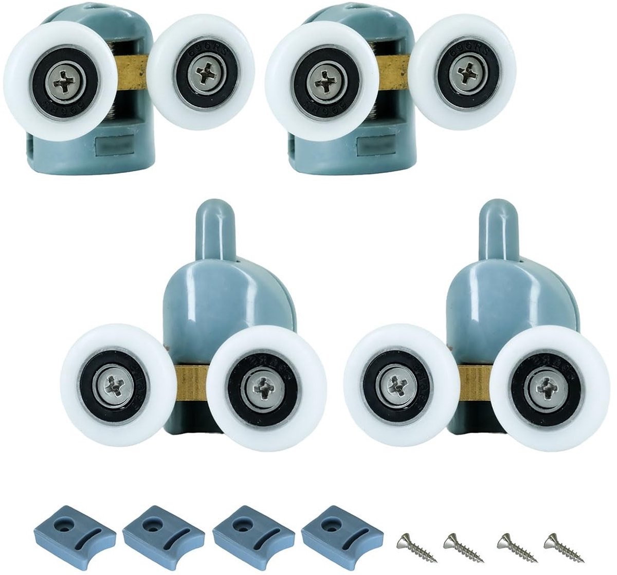 Dailygoods- Douchedeurwieltjes 23 mm - Set van 4 - Nylon/Roestvrij Staal - Geluidsarm - Hoge Slijtvastheid - Eenvoudige Installatie - Douchewielen