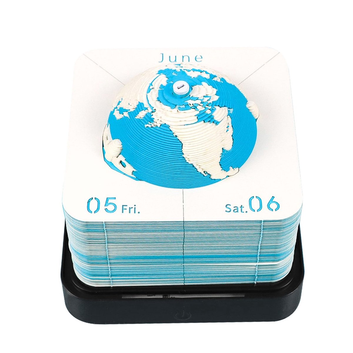 Dailygoods- Bureaukalender 2026 - 3D Aardekalender - Multifunctioneel Notitieblok - Handgescheurd Memoblok - LED-licht - Uniek Ontwerp - Kalender