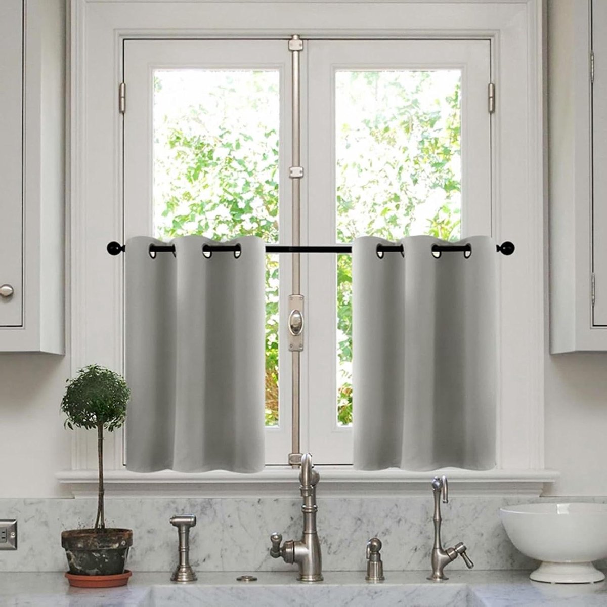 Vitrage Gordijnen - Keukengordijnen Set - Privacy Creëren - Semi-verduisterend - 635 x 915