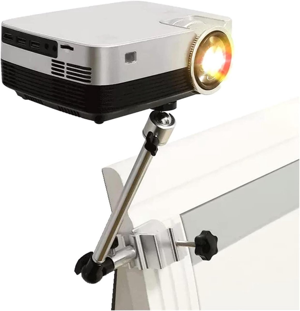 Projector Beugel - Mini Projector Houder - Films Kijken - Punch Free Installatie - Tot 65cm Dikte - Wit