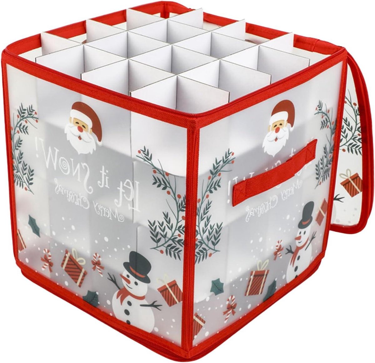 Opbergdoos Kerstversiering - Kerstballen Organizer - Feestelijke Decoratie Opslag - Met Scheidingswanden - Voor 64 Ballen - Enkele Attribuut