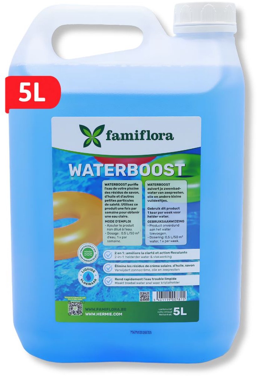 Famiflora Waterboost vloeibaar 5L - tegen troebel water! - Verwijdert troebel water volledig zodat je direct kan genieten van kristalhelder water