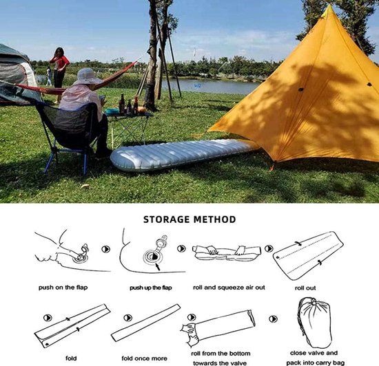 Kampeer mat - Slaapmat lucht - Comfortabel slapen - Ingebouwde pomp - 190 x 75 cm - Lichtgrijs — afbeelding 3