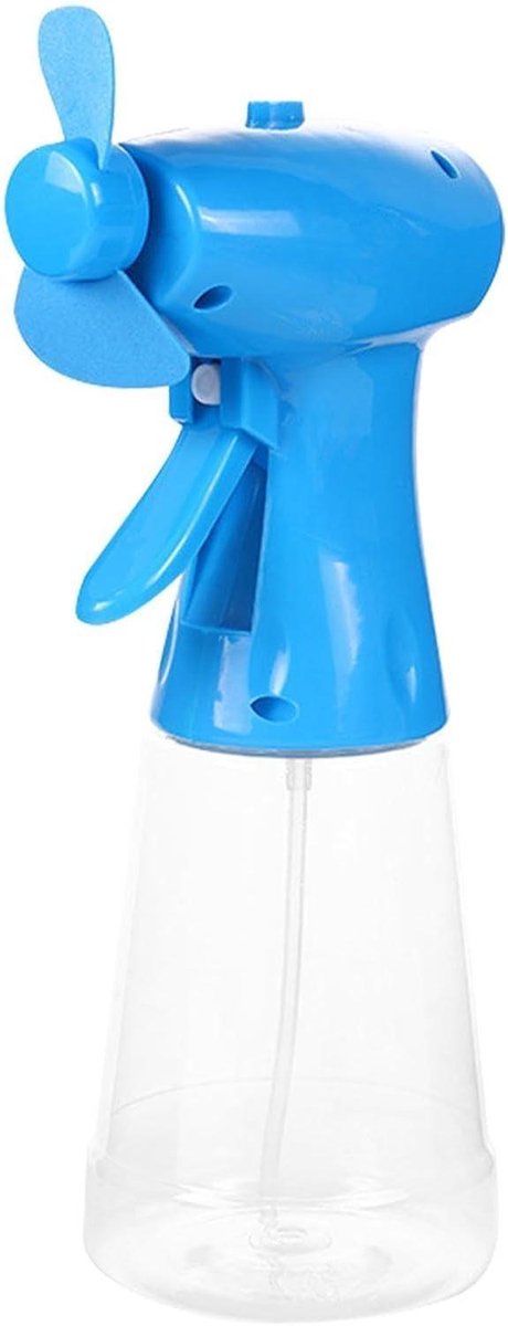 Handventilator met mist - Persoonlijke koeler - Buitenactiviteiten - Vernevelingsfunctie - 22 cm - Blauw