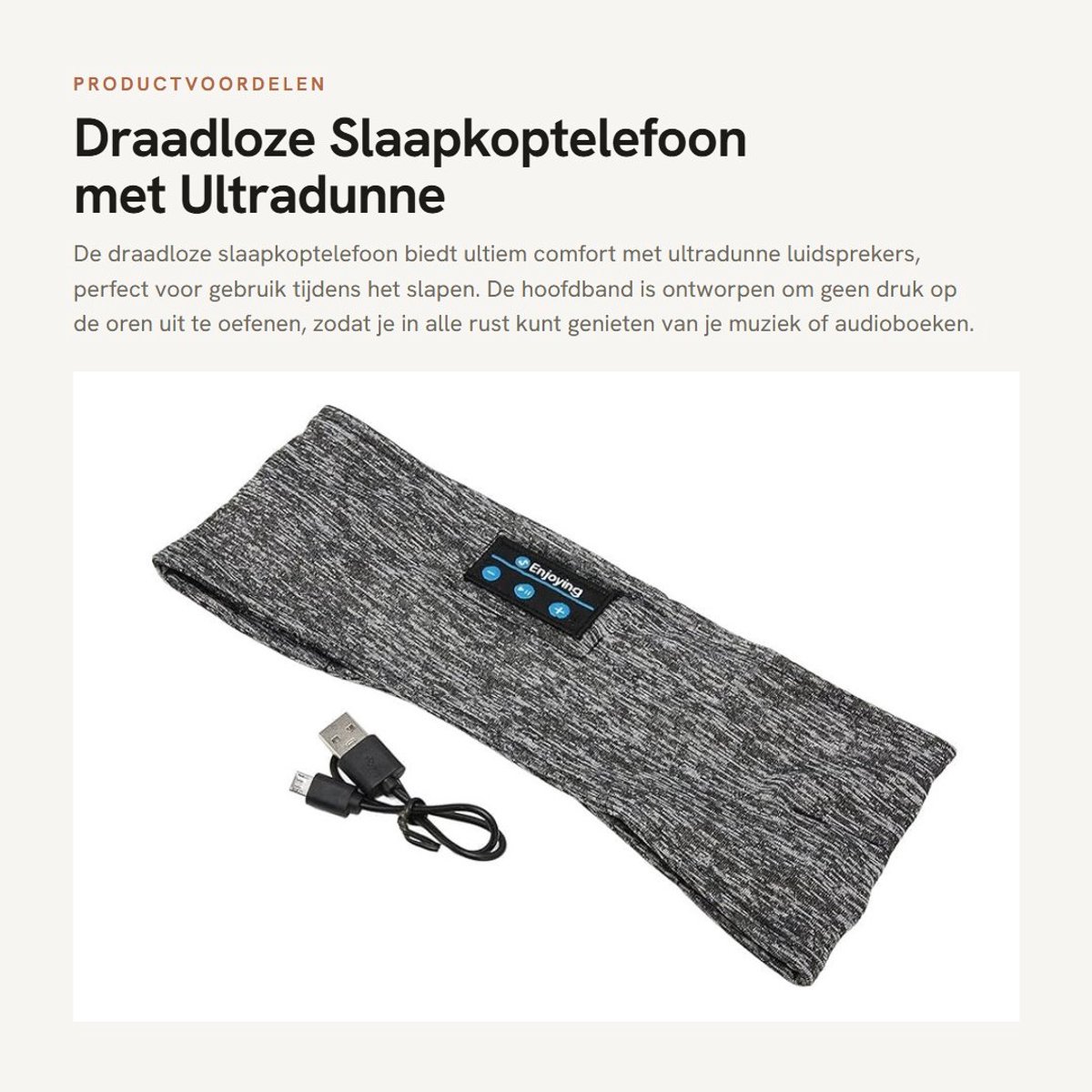 Dailygoods - Draadloze Slaapkoptelefoon met Ultradunne Luidsprekers