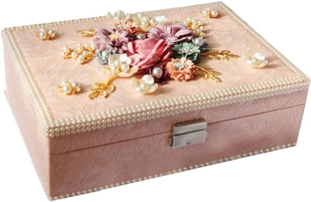 Sieradenorganisator Doos - Sieradendoos Organizer - Sieraden Opbergen - Aanpasbare Binnenindeling - 26 x 18.5 x 8 cm - Zwart
