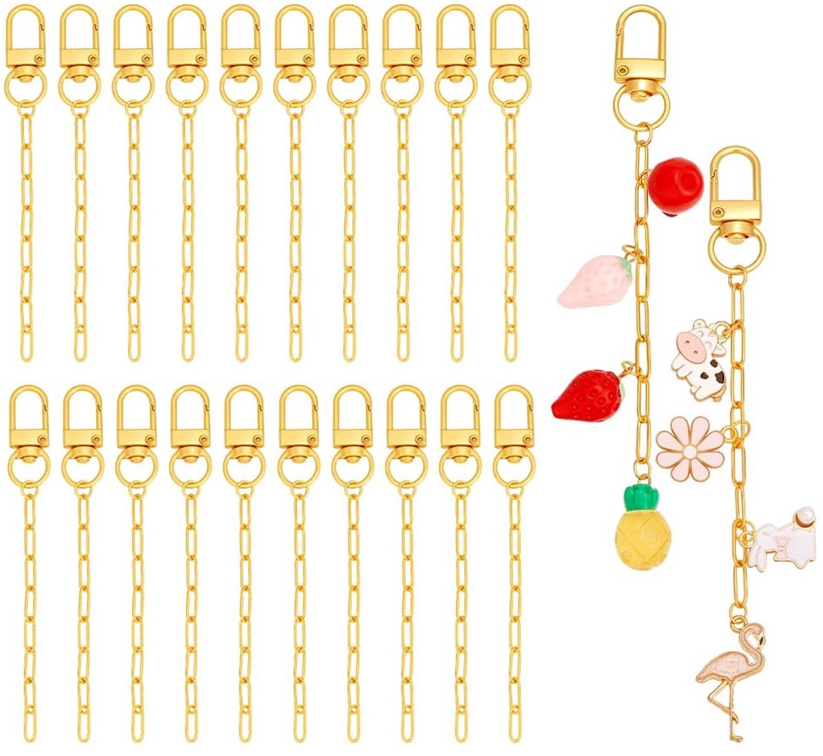 Dailygoods - 50 Stuks Lege Sleutelhangers - Goudkleurige Sleutelhanger met Ketting en Karabijnhaak