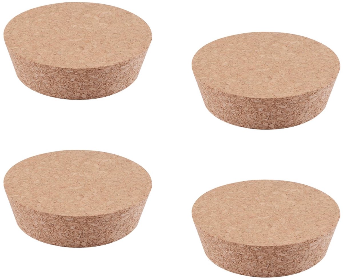 Dailygoods- Kurken 4 Stuks - Taps Toelopende Kurken - Natuurlijke Houten Wijnflesstoppen - Kurkpluggen - 77 x 70 x 20 mm - Geschikt voor Glazen Flessen - Wijnstopper