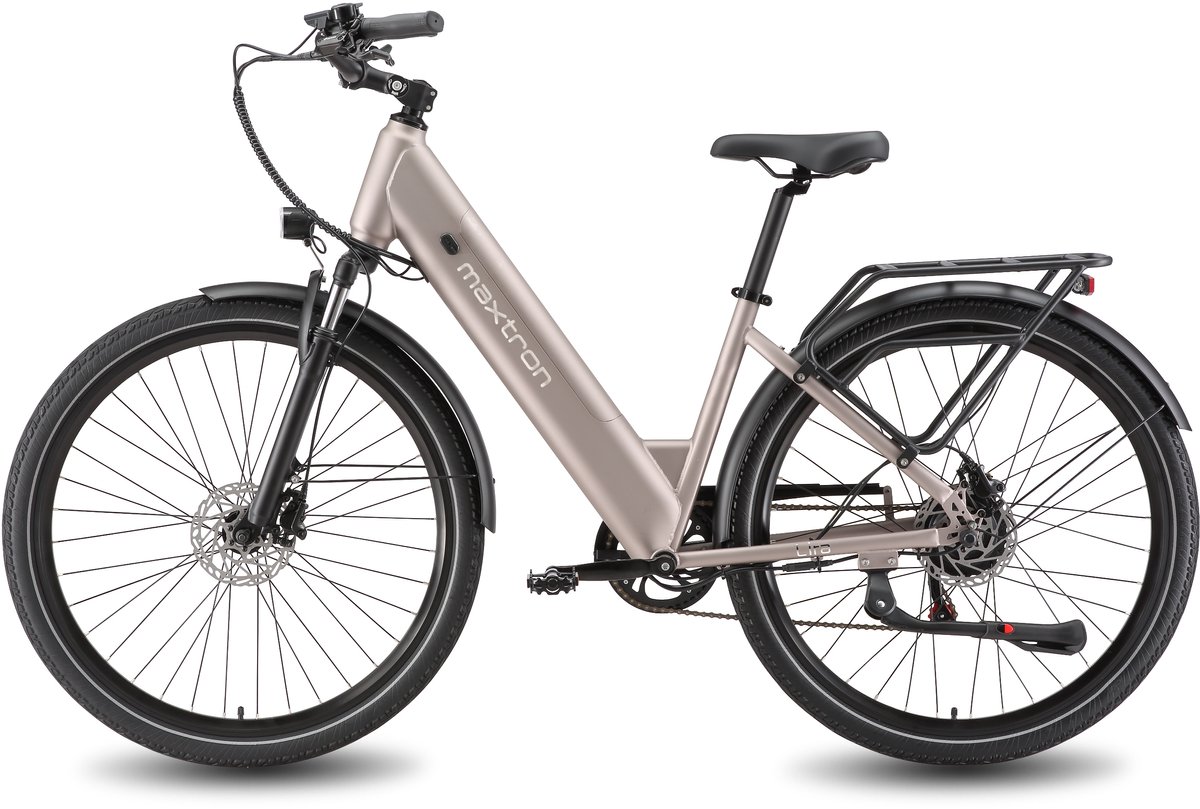 Maxtron Lira 28 Inch Elektrische Stadsfiets - 48V 15Ah Lithium-accu - Actieradius tot 140 km - 250W Motor - Hydraulische Schijfremmen - Shimano 7 Versnellingen - Max. Belastbaar 120 kg - Met Achterlicht - Goud – foto 2