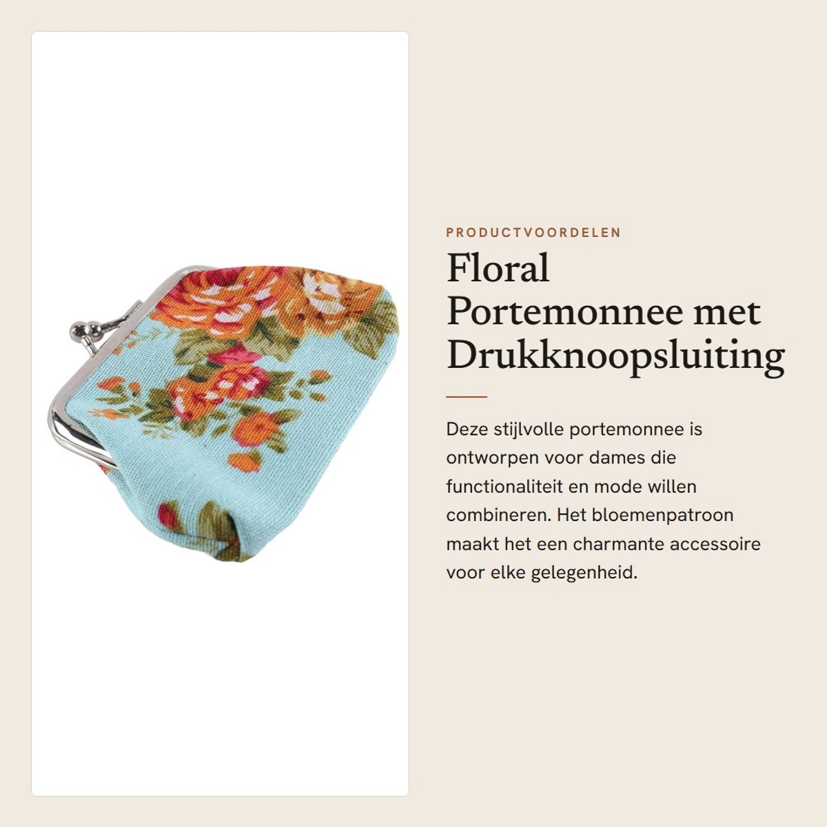 Dailygoods - Floral Portemonnee met Drukknoopsluiting voor Dames