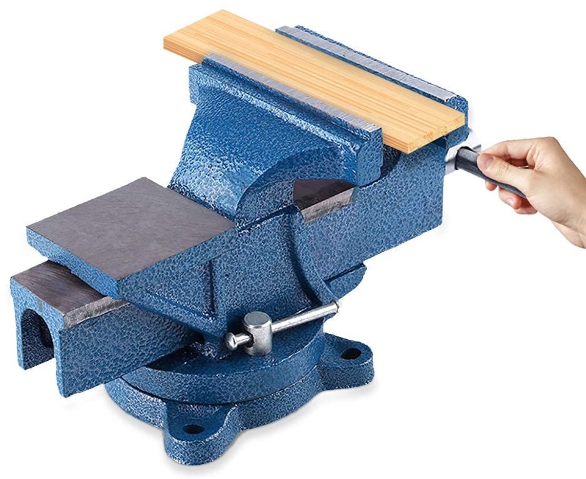 Dailygoods- Bankschroef 5 inch - Gietijzeren Draagbare Freesklem - Poedercoating - 45# Staal Kaken - Schokbestendig - Gewicht 6 kg - Werkbankklem