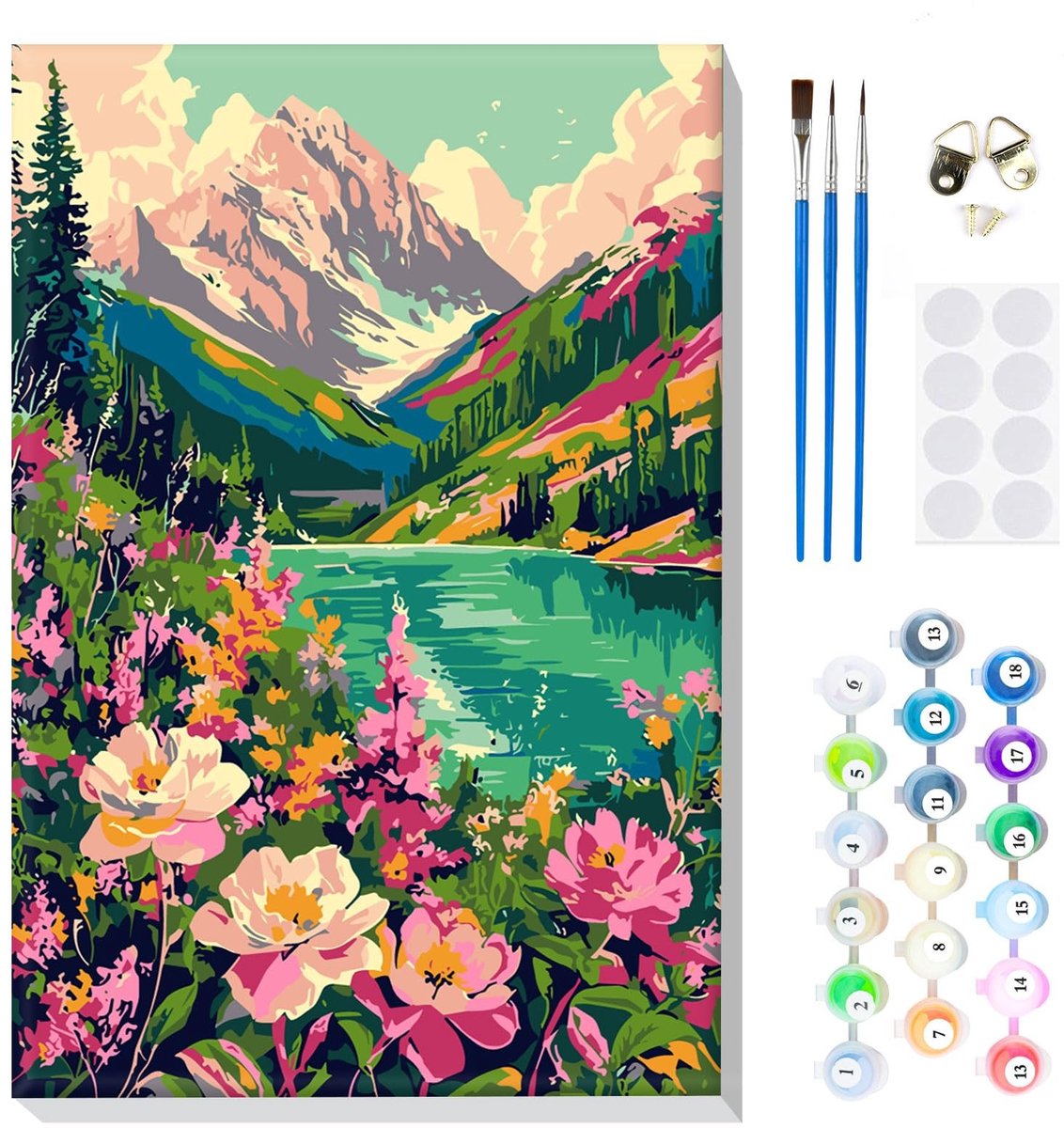 Dailygoods- Schilderen op Nummer - Voor volwassenen met frame - Doe-het-zelf - Acrylverf set - Beginners - Creatieve hobby - Inclusief penselen en canvas - Verfset