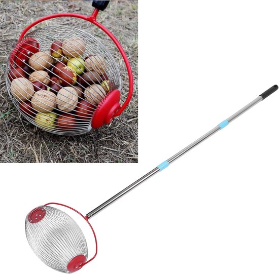 Notenverzamelaar Roller - Noten Prikker - Fruit Verzamelen - Roestvrijstalen Constructie - 113.5 cm - Zilver — afbeelding 2