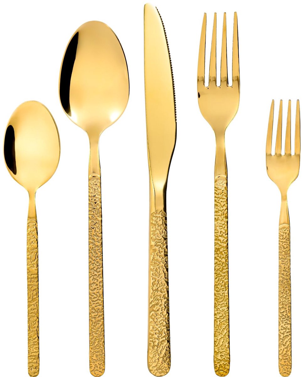 Dailygoods- Bestekset 30-delig - Gouden Bestekset - 6 Persoons - Roestvrij Staal - Vaatwasmachinebestendig - Sterk en Duurzaam - Servies