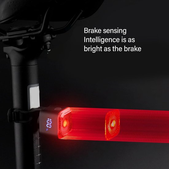 KZQ Fiets achterlicht LED met remsensortail licht veilig knipperlicht voor fietsen oplaadbaar en waterdicht — afbeelding 2