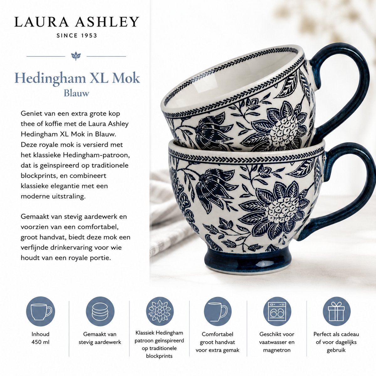 Laura Ashley Hedingham Collectables - Giftset 2 Mokken Hedingham Blue 43 cl.