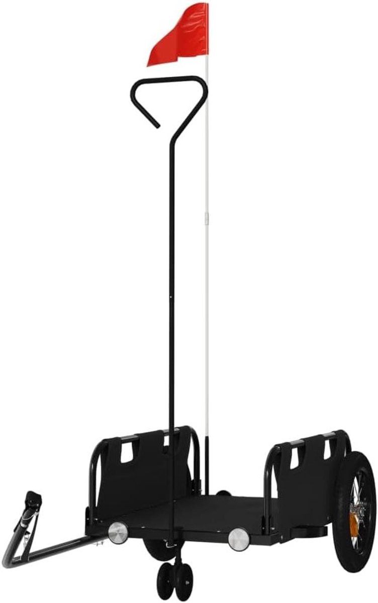 Fietskar - Fietsaanhanger Transportkar - Goederen Vervoeren - Gepoedercoat Stalen Frame - 123x525x33 cm - Zwart