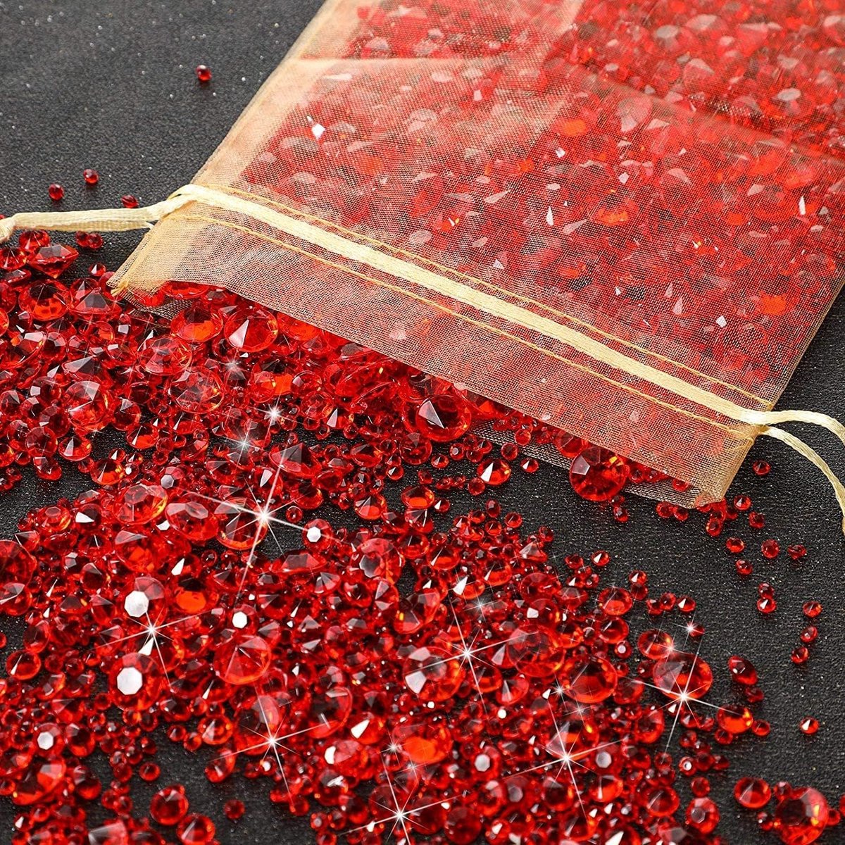 4000 Stuks Acryl-strass-Decoratie, 3 Maten voor Bruiloftsdecoraties, Tafeldecoratie, Reparaties van Bruidskapsels, Vazenvullers, Feestjes (Rood)