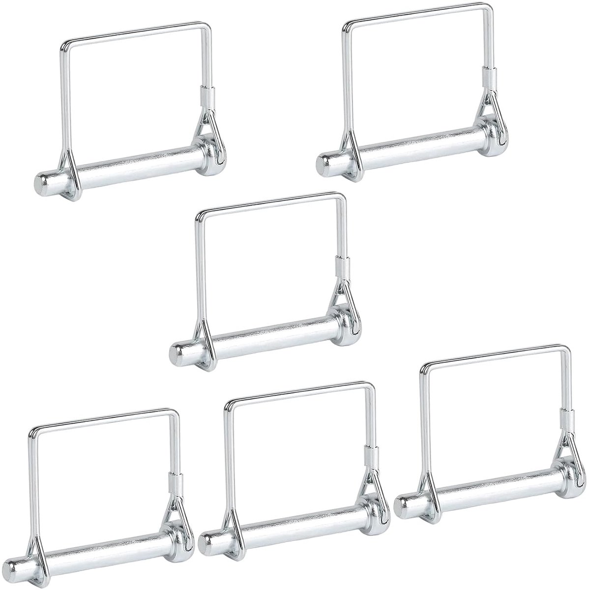 Veiligheidspen 6 stuks 4,5x 40 MM rechthoeksplint, koppelingspen, veiligheidsbout, buisklemveiligheidssplint met vergrendeling, voor boerderij-aanhangwagen, boerderij, tuin, zilver