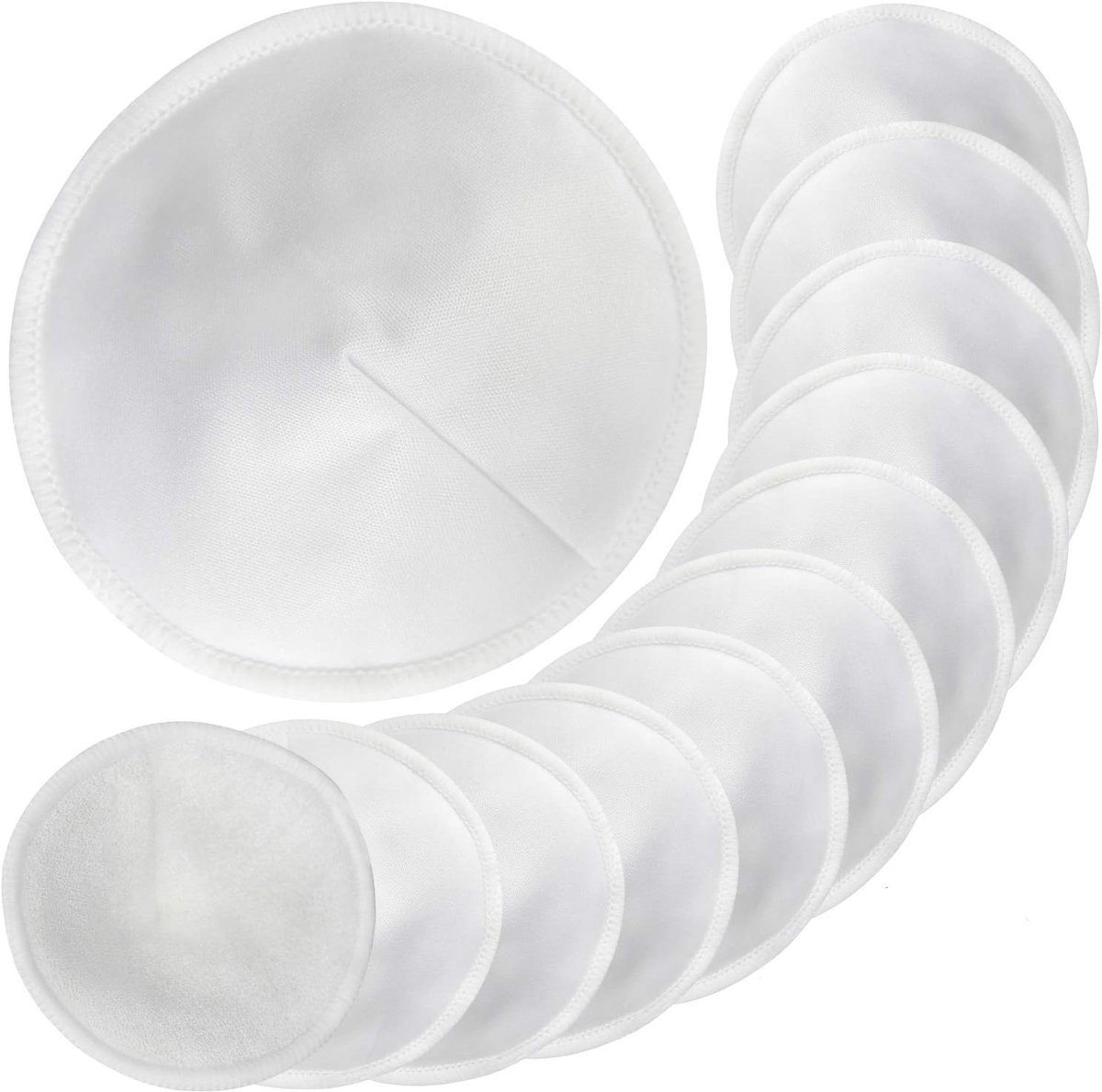 Set van 12 Herbruikbare Bamboe Borstvoeding Pads met Waszak - Voorgevormde Lekvrije Voedingskussens voor Moeders, Ideaal voor Borstvoeding en Comfortabele Ondersteuning (Pastel, 11.5 cm)