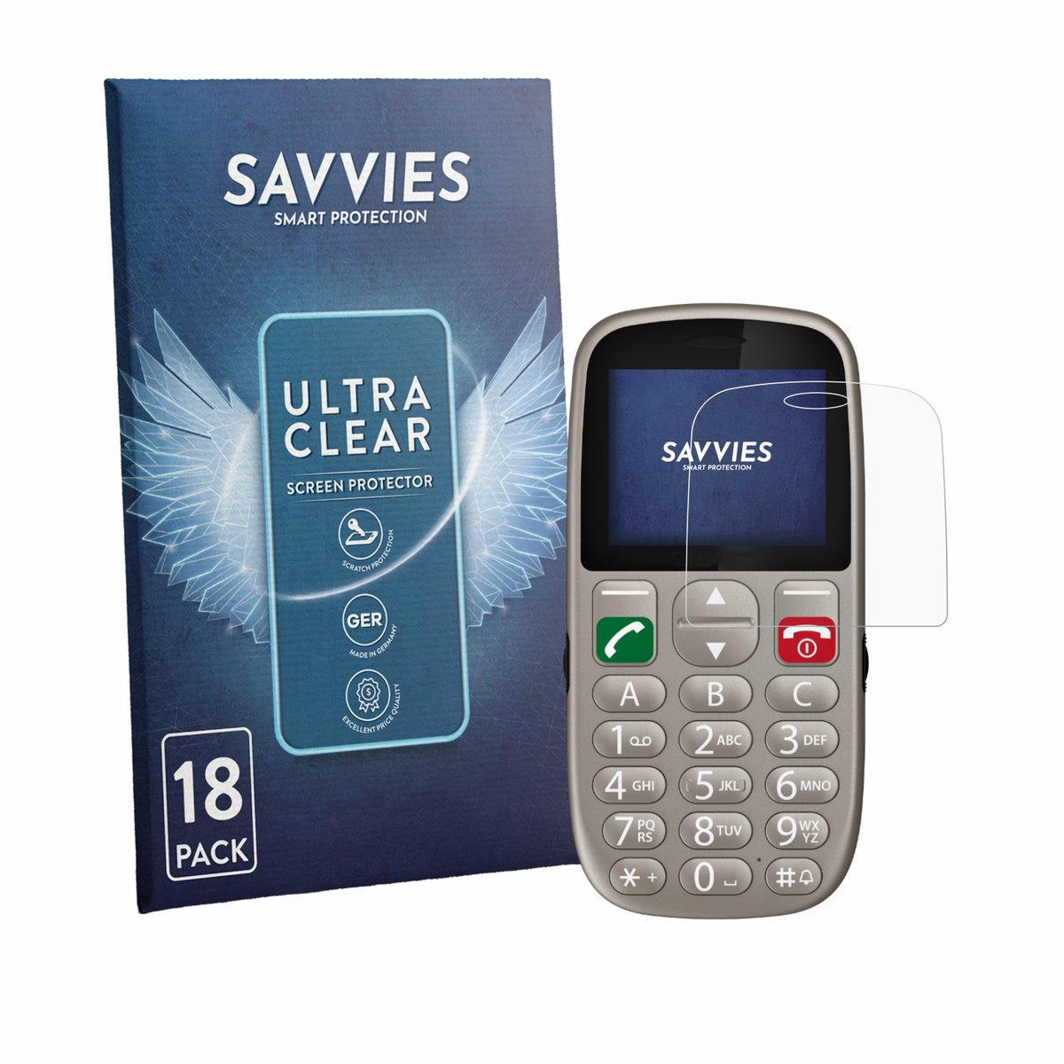 Savvies - Screenprotector voor Gigaset GL395 - Folie Beschermfolie transparant 18 Stuks