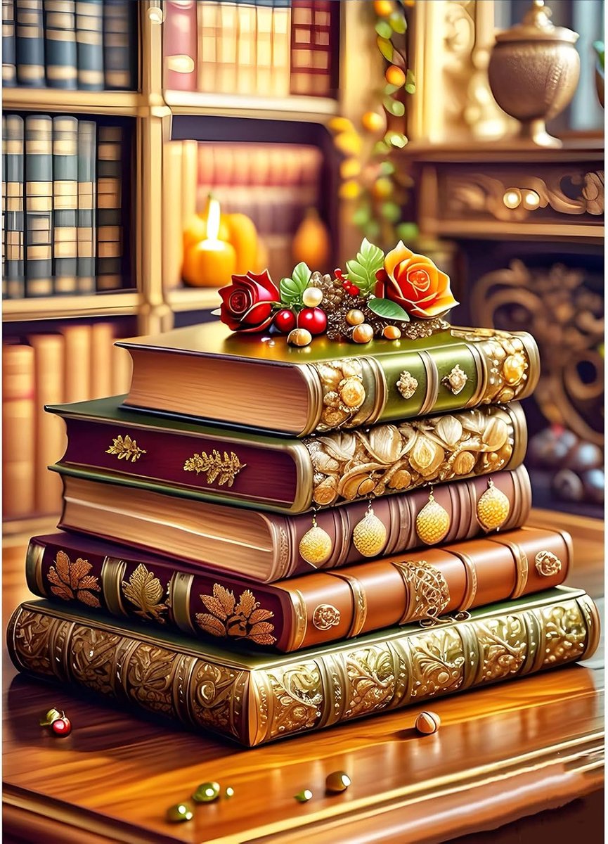 Diamantschildersets voor beginners en volwassenen, 5D doe-het-zelf boekenkasten diamant kunstsets, ronde volledige boor studeerkamer edelsteen kunst ambachten, doe-het-zelf