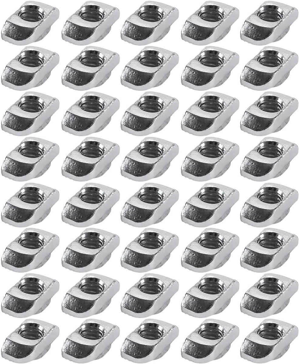 40 stuks sleufmoeren hamerkopmoer 8 mm groef M6 draad aluminium profiel T-sleufmoeren koolstofstalen hamermoer voor aluminium profiel extrusie