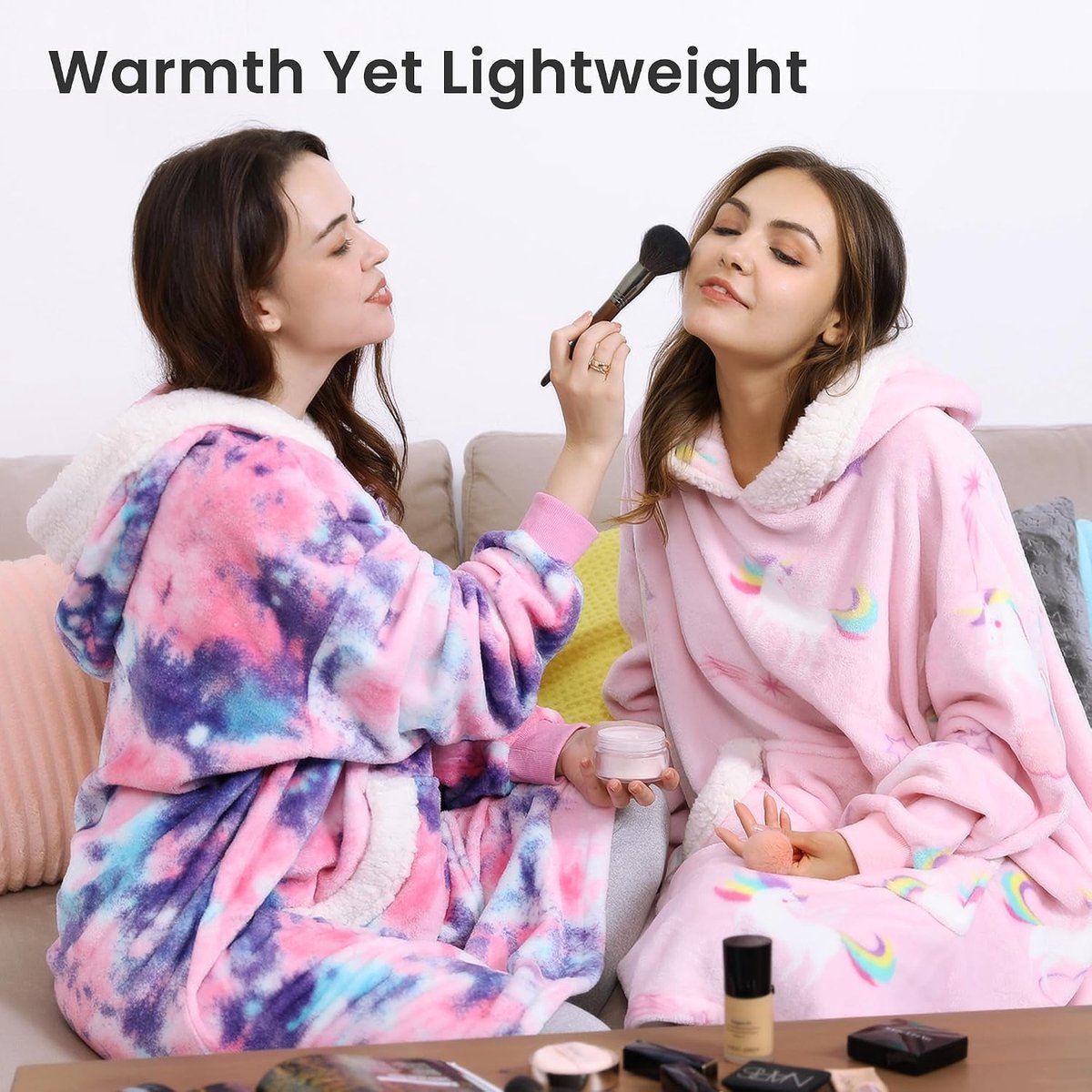 Oversized hoodiedeken, flanel sweatshirt, deken, knuffeltrui voor dames en heren en volwassenen