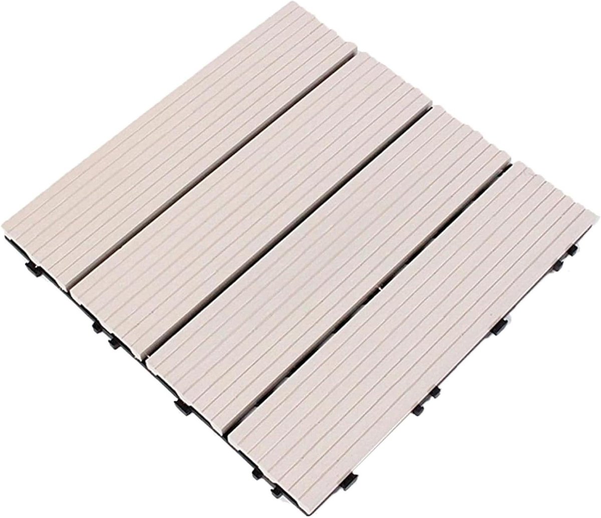 Houten Terrastegels - Composiet Vloertegels - Buiten Terras Aanleggen - Insteeksysteem Zonder Lijm - 20 stuks - Wit