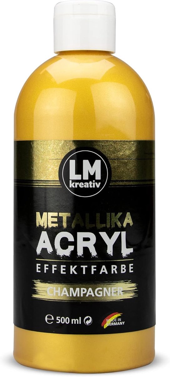 LM-Kreativ Metallika acrylverf metallic effect - 500 ml - Champagne - waterbasis en sneldrogend