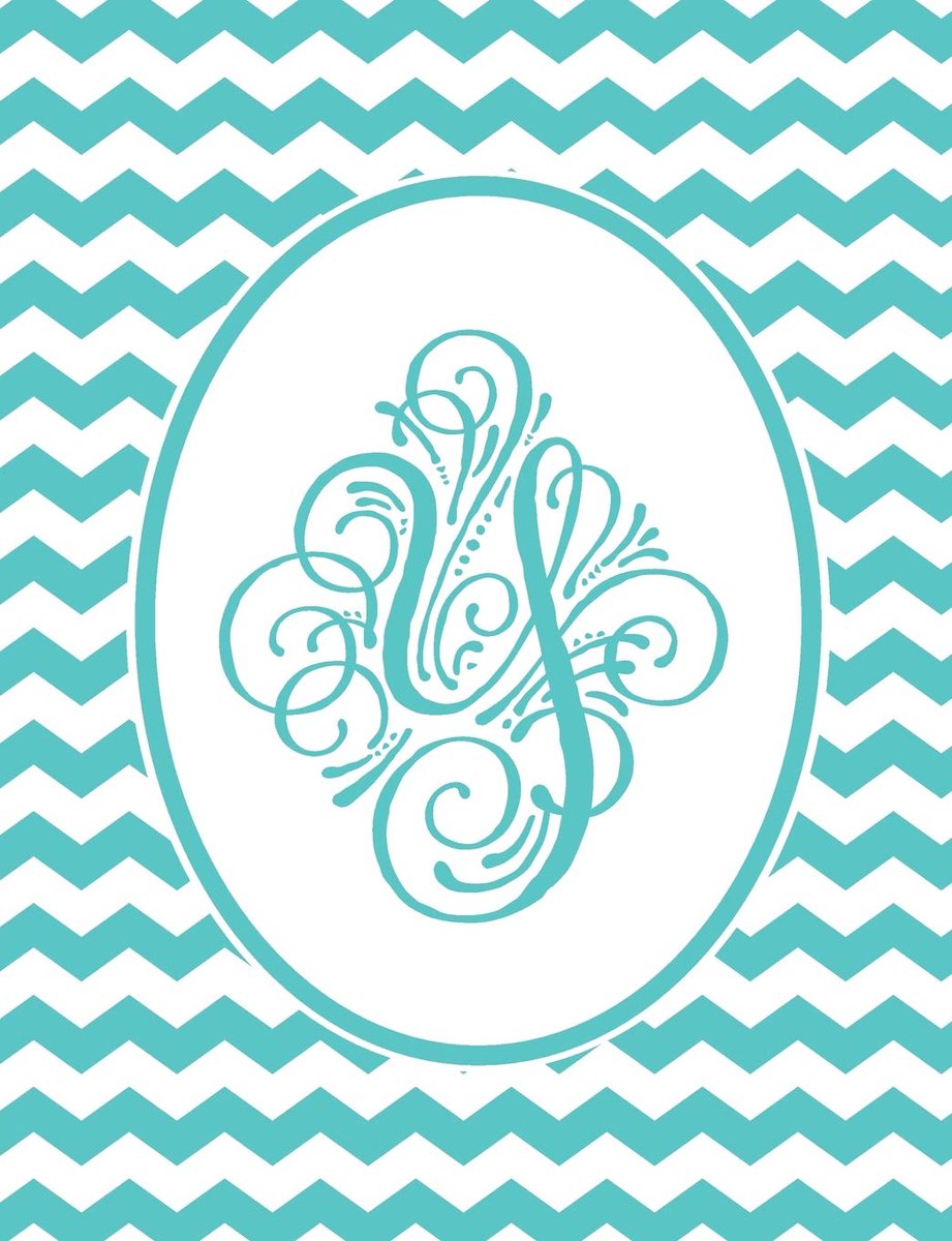 Y Monogram Blue and White Chevron Notebook
