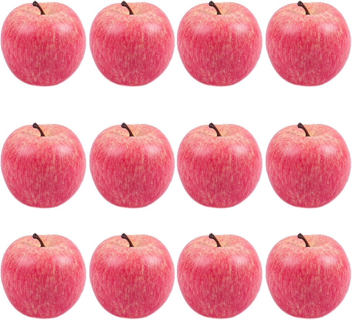 Kunstappels 12-delige set - roze rood nepfruit, realistische faux appel voor keukendecoratie, fotografie rekwisieten (8,5 x 7,4 cm)