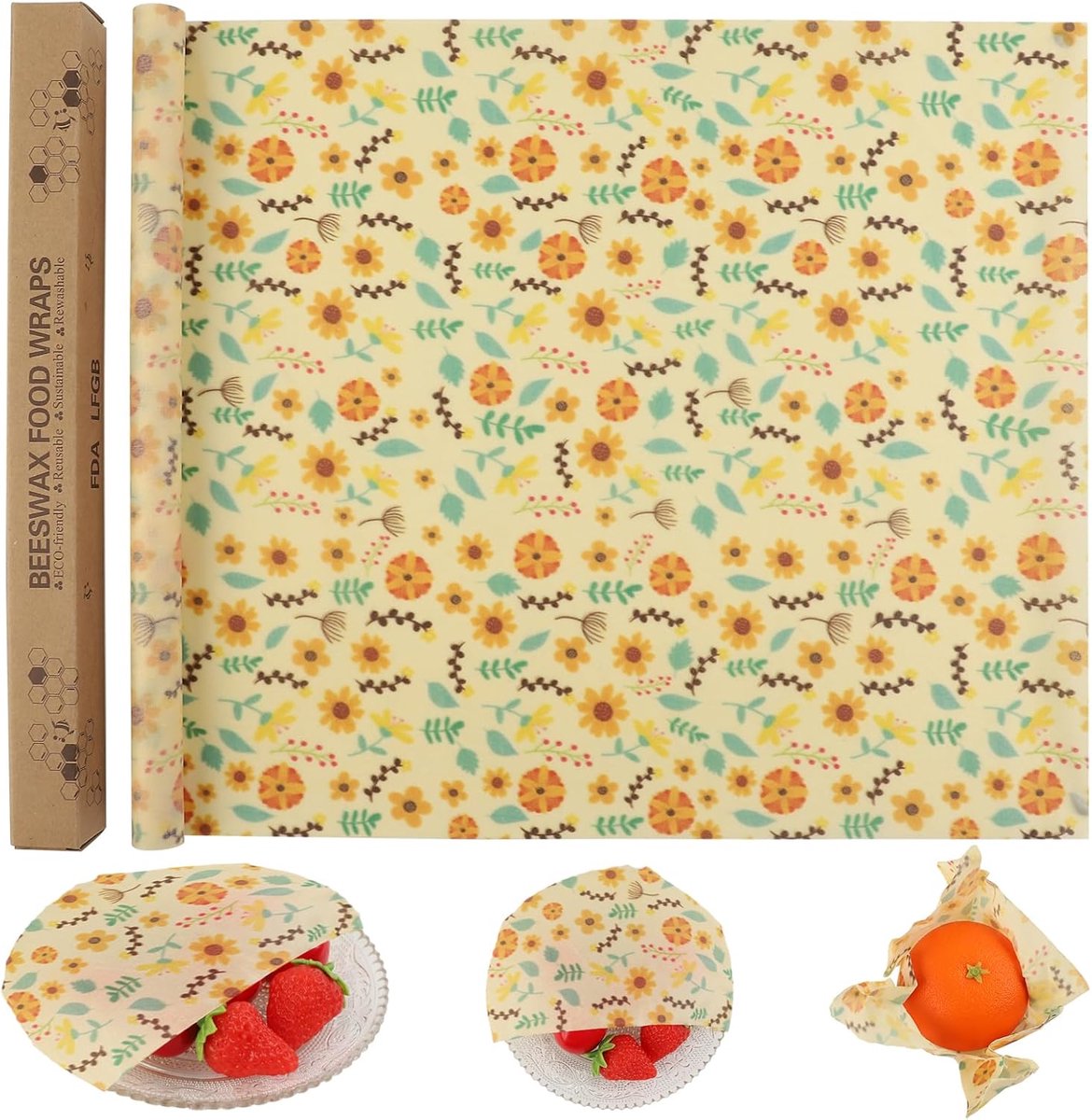 1 Rol van 33 × 100cm Wax Wraps Herbruikbare Bijenwas Voedselpapierrol, Zonder Plastic, Milieuvriendelijk voor Sandwiches, Fruit, Groenten, Brood, Kaas