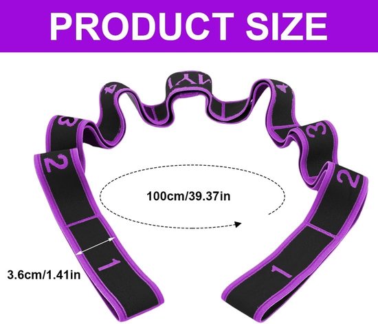Elastic Resistance Bands - 9 Elastische Ringen voor Fitness, Yoga en Pilates - Hoogwaardige Rekbare Sportband in Paars, Maat S — afbeelding 5