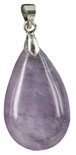 Druppelvormige hanger van amethyst met zilveren bevestiging.