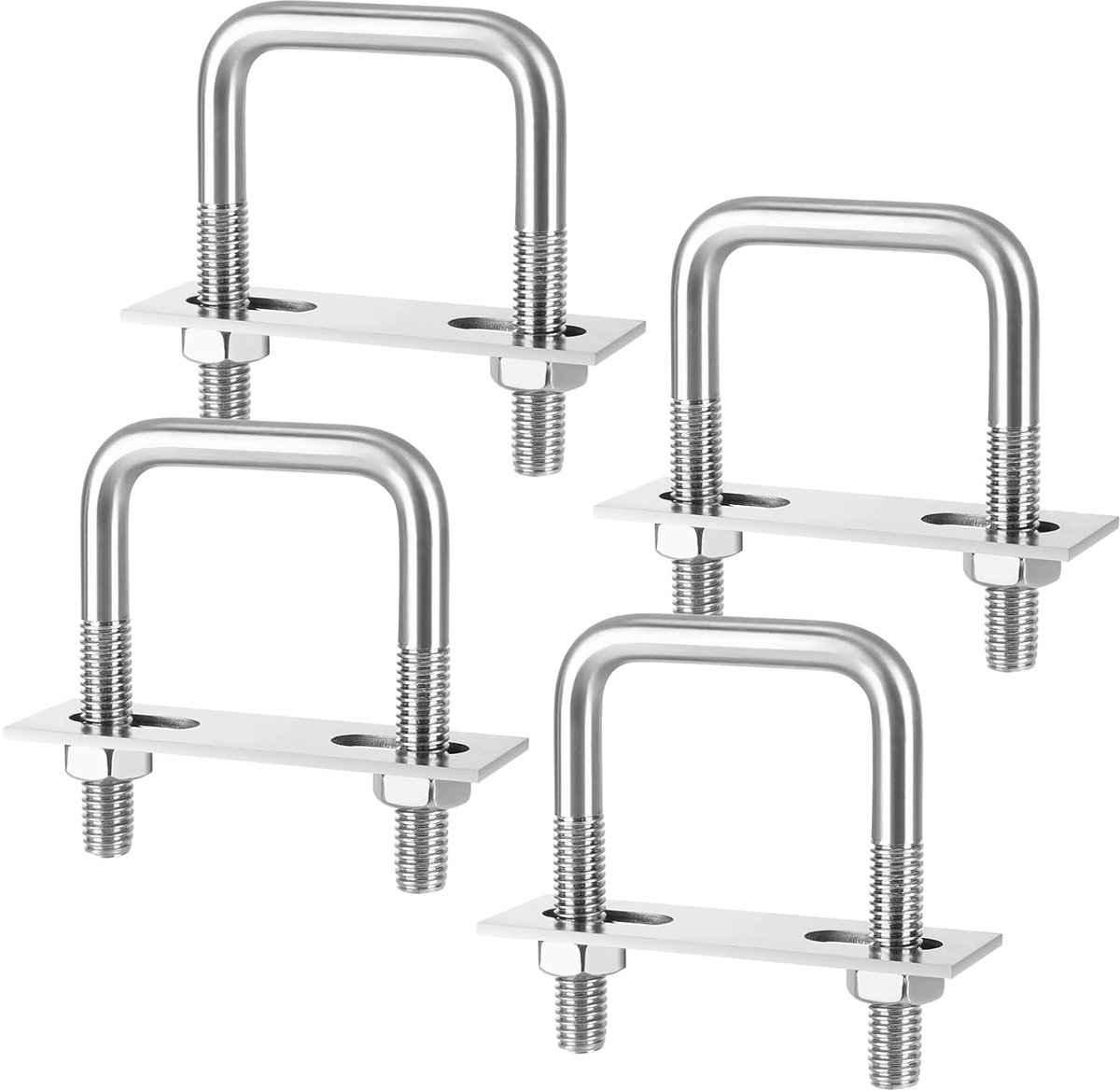 M8 40 x 65 mm, 4 stuks U-hangers met schroefdraad, roestvrijstalen