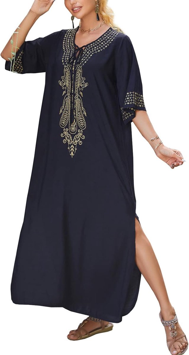Kaftan voor dames, boho loungekleding, oversized kimono, maxi