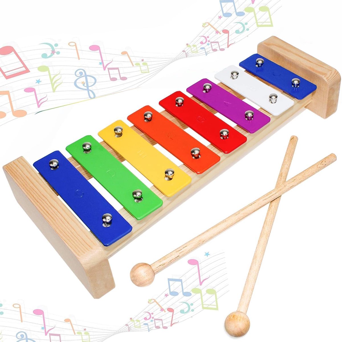 Xylofoon voor kinderen, xylofoon bellen van hout, ritmische muziekinstrumenten, xylofoon met 2-kloot voor volwassenen en kinderen, bellen speelgoed cadeau