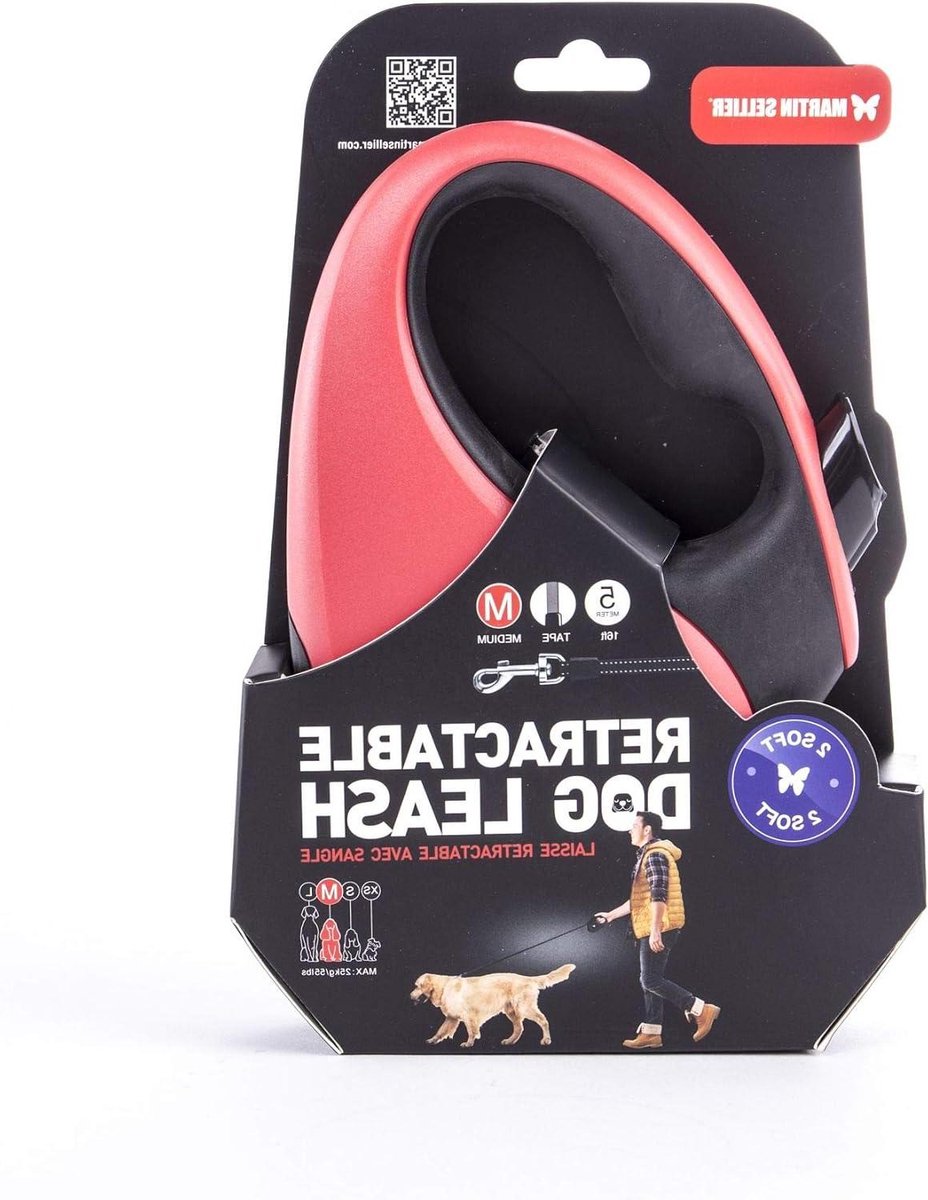 Hondenlijn - Hondenriem Rollijn - Uitlaatservice Hond - Zachte Tape - 5 meter - Rood