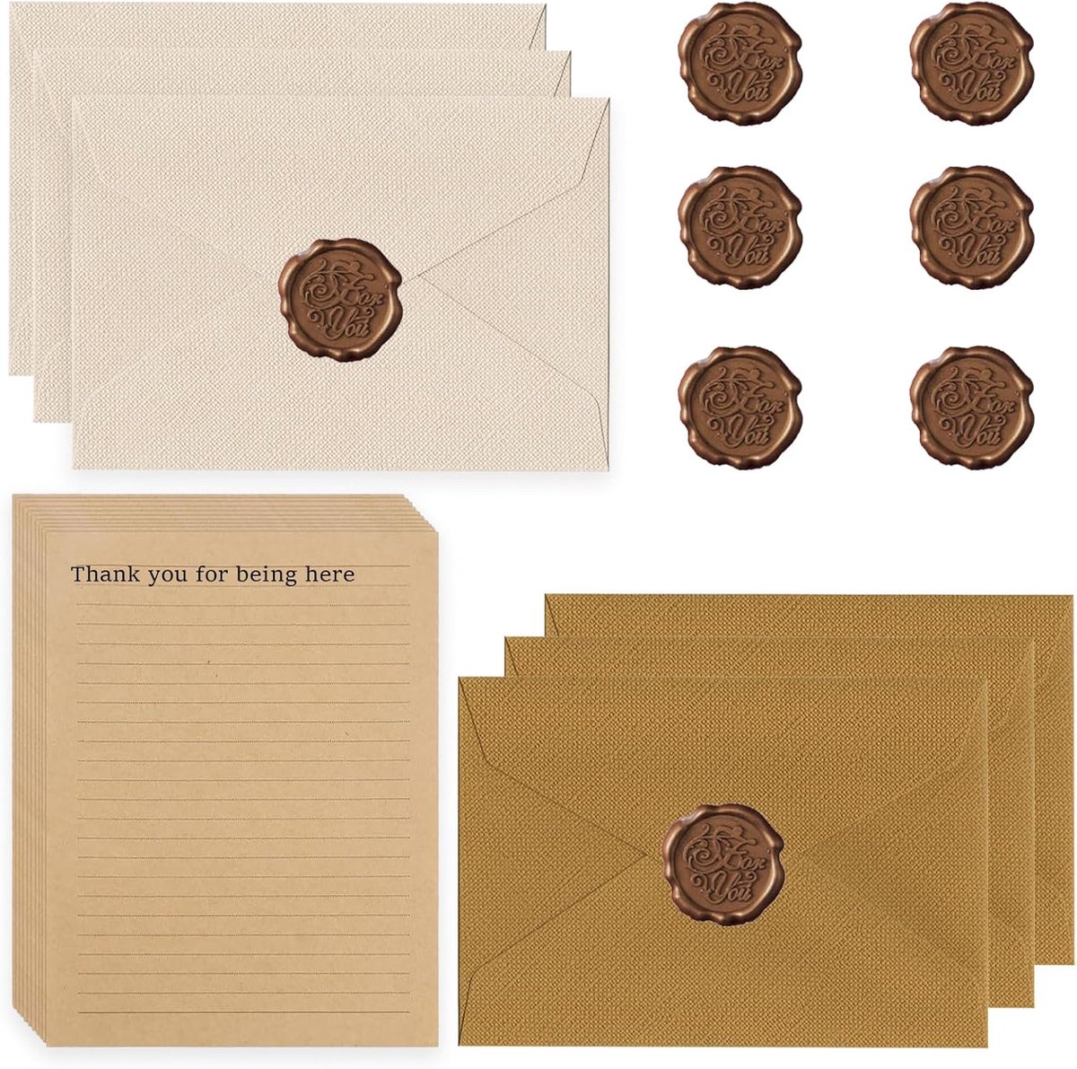 22 Vintage Briefpapier Met Envelop, 10 Klassieke Briefpapier, 6