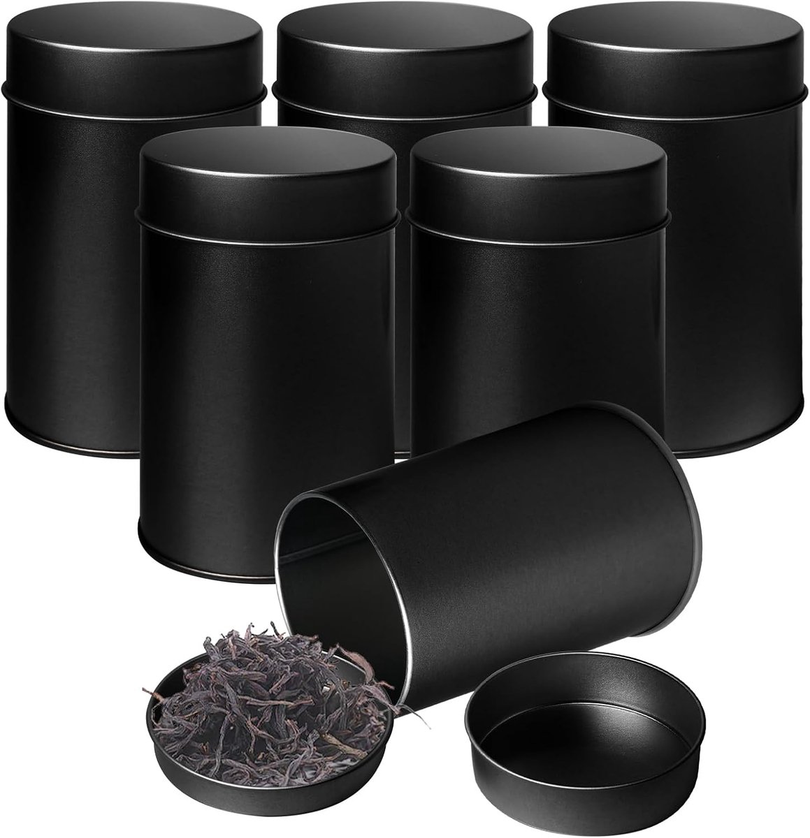 Theeblikjes voor losse thee, 6 stuks, aromadichte theepotjes